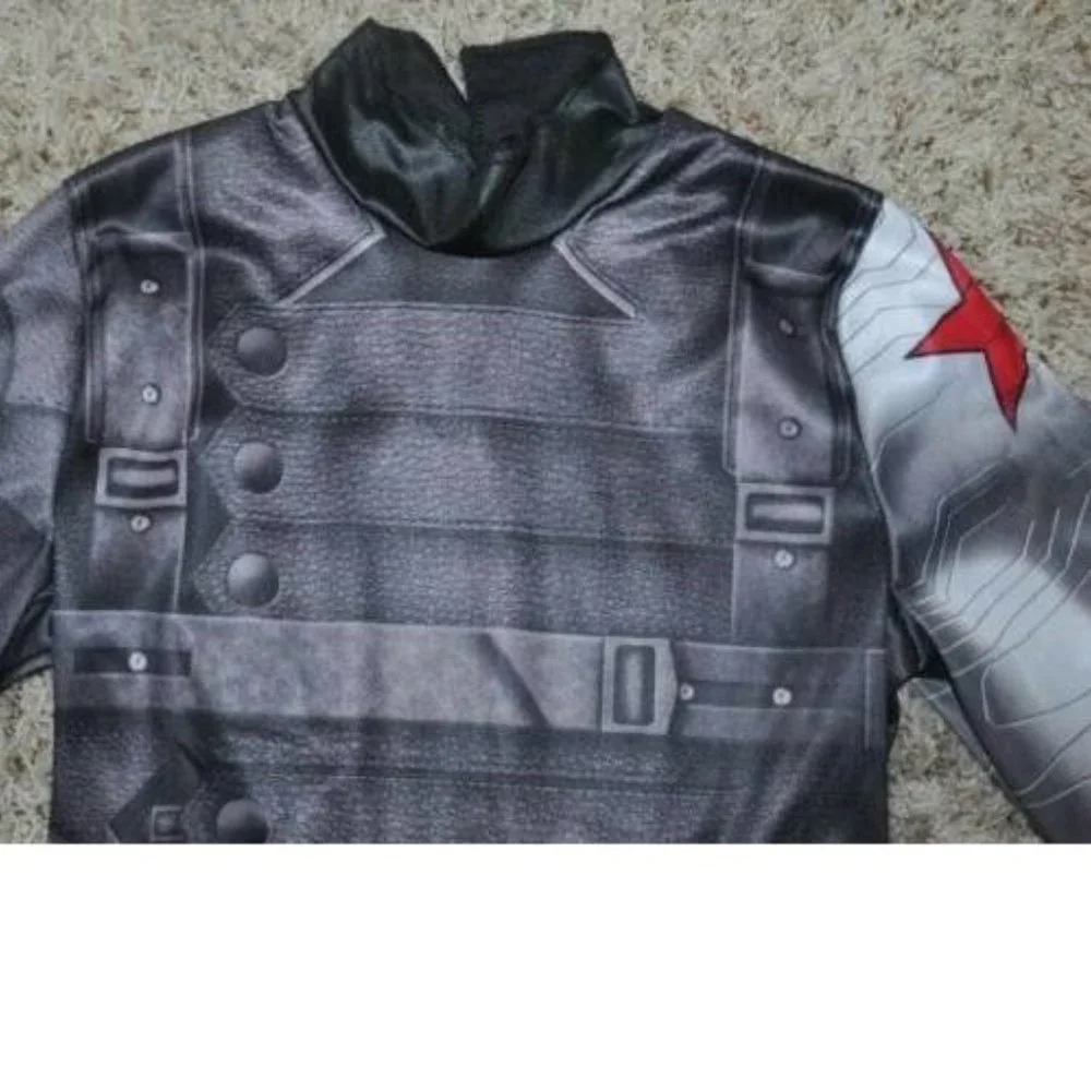 Captain America Winter Soldier Muscle Halloween Costume 4/6 Jumpsuit Mask Boys